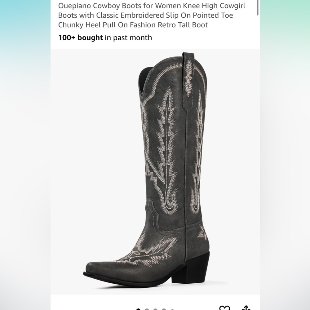Women's Embroidered Black Cowboy Boots